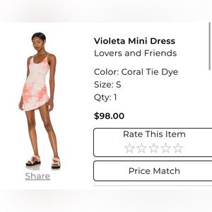 Lovers + Friends Peach and White Tie-Dye Mini Dress